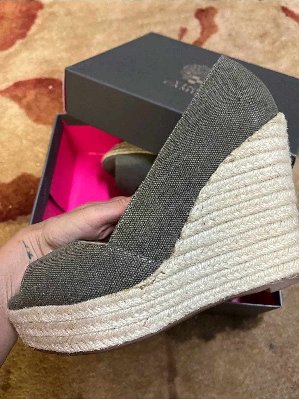 Vince Camuto Olive Espadrille Wedge Peep-Toe Sandals